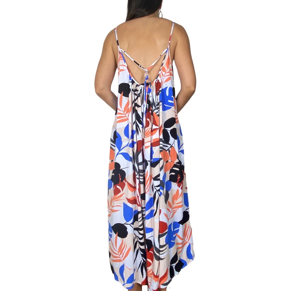 SEAFOLLY "In The Jungle" Multicoloured Floral Print Maxi Slip Dress Size XL 14 - Picture 4 of 12